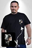 Kaket Polis Kedi  Siyah Büyük Beden Kadın Basic Minimal Baskılı Tişört
