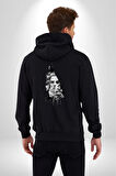 Poseidon Felsefe  Kadın Erkek Siyah Renk Kapüşonlu Kanguru Cepli  Fermuarlı Pamuklu Oversize Dijital Baskılı Hırka Sweatshirt