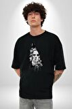 Poseidon Felsefe  Pamuklu Bisiklet Yaka Kadın Erkek Oversize Boyfriend Dijital Baskılı Siyah T-shirt