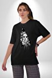 Poseidon Felsefe  Pamuklu Bisiklet Yaka Kadın Erkek Oversize Boyfriend Dijital Baskılı Siyah T-shirt