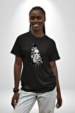 Poseidon Felsefe  Pamuklu Bisiklet Yaka Kadın Erkek Oversize Boyfriend Dijital Baskılı Siyah T-shirt
