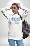 Mandala  Renkli Fil Kadın Erkek  Beyaz Baskılı Sweatshirt 