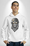 Asker Goril Komutan Kadın Erkek  Beyaz Kapüşonlu Sweatshirt Hoodie