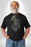 Asker Goril Komutan Kadın Erkek Unisex Siyah Organik Baskılı T-Shirt Penye Yüksek Kalite