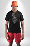 Asker Goril Komutan Kadın Erkek Unisex Siyah Organik Baskılı T-Shirt Penye Yüksek Kalite