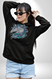 At Mandala Kafası Kadın Erkek  Siyah Kapüşonlu Sweatshirt Hoodie