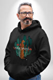 Kaktüs Çita  Kadın Erkek  Siyah Kapüşonlu Sweatshirt Hoodie