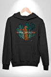Kaktüs Çita  Kadın Erkek  Siyah Kapüşonlu Sweatshirt Hoodie