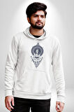Falcı Meditasyon Yoga Dağın Üstünde Kadın Erkek  Beyaz Kapüşonlu Sweatshirt Hoodie