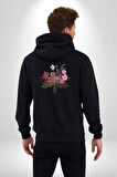 Güller Ve Dikenler Şimdi Ne Yapmalıyız Kadın Erkek Siyah Renk Kapüşonlu Kanguru Cepli  Fermuarlı Pamuklu Oversize Dijital Baskılı Hırka Sweatshirt