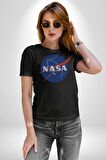 Nasa  Kadın Erkek Unisex Siyah Organik Baskılı T-Shirt Penye Yüksek Kalite
