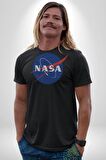 Nasa  Kadın Erkek Unisex Siyah Organik Baskılı T-Shirt Penye Yüksek Kalite