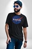 Nasa  Kadın Erkek Unisex Siyah Organik Baskılı T-Shirt Penye Yüksek Kalite
