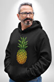 Ananas Meyve Kadın Erkek  Siyah Kapüşonlu Sweatshirt Hoodie