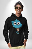 Darwin Watterson Ben Gumball Kadın Erkek  Siyah Kapüşonlu Sweatshirt Hoodie