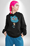 Darwin Watterson Ben Gumball Kadın Erkek  Siyah Kapüşonlu Sweatshirt Hoodie