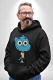 Darwin Watterson Ben Gumball Kadın Erkek  Siyah Kapüşonlu Sweatshirt Hoodie