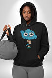 Darwin Watterson Ben Gumball Kadın Erkek  Siyah Kapüşonlu Sweatshirt Hoodie