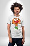 Darwin Watterson  Kadın Erkek Unisex Beyaz Organik Baskılı T-Shirt Penye Yüksek Kalite