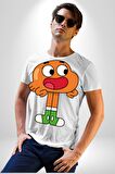 Darwin Watterson  Kadın Erkek Unisex Beyaz Organik Baskılı T-Shirt Penye Yüksek Kalite