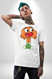 Darwin Watterson  Kadın Erkek Unisex Beyaz Organik Baskılı T-Shirt Penye Yüksek Kalite