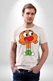 Darwin Watterson  Kadın Erkek Unisex Beyaz Organik Baskılı T-Shirt Penye Yüksek Kalite