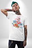Gumbal Watteron Ailesi Kadın Erkek Unisex Beyaz Organik Baskılı T-Shirt Penye Yüksek Kalite