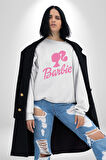 Barbie  Kadın Erkek  Beyaz Baskılı Sweatshirt 