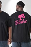 Barbie  Büyük Beden Siyah Tişört Kadın Erkek Ünisex Sırt Baskılı