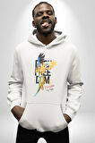 Özgür Doğmuş Yükseklerden Ucalım Kadın Erkek  Beyaz Kapüşonlu Sweatshirt Hoodie