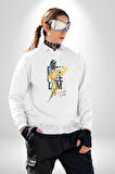 Özgür Doğmuş Yükseklerden Ucalım Kadın Erkek  Beyaz Baskılı Sweatshirt 