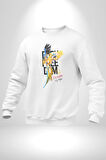 Özgür Doğmuş Yükseklerden Ucalım Kadın Erkek  Beyaz Baskılı Sweatshirt 