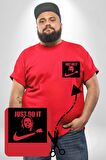 Michael Myers Just Do It Korku Filmleri Cadılar Bayramı Kırmızı Büyük Beden Kadın Basic Minimal Baskılı Tişört