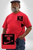 Michael Myers Just Do It Korku Filmleri Cadılar Bayramı Kırmızı Büyük Beden Kadın Basic Minimal Baskılı Tişört