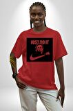 Michael Myers Just Do It Korku Filmleri Cadılar Bayramı Pamuklu Bisiklet Yaka Kadın Erkek Oversize Boyfriend Dijital Baskılı Kırmızı T-shirt