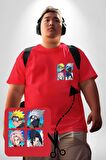 Naruto Shippūden Kırmızı Büyük Beden Kadın Basic Minimal Baskılı Tişört
