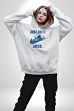 DO IT LATER Stitch Biberon Animasyon Kadın Erkek  Beyaz Kapüşonlu Sweatshirt Hoodie