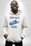 DO IT LATER Stitch Biberon Animasyon Kadın Erkek  Beyaz Kapüşonlu Sweatshirt Hoodie