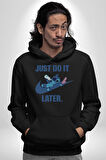 DO IT LATER Stitch Biberon Animasyon Kadın Erkek  Siyah Kapüşonlu Sweatshirt Hoodie