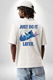 DO IT LATER Stitch Biberon Animasyon Beyaz Oversize Kadın Erkek Ön ve Sırt Baskılı Tişört