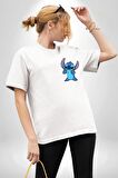 DO IT LATER Stitch Biberon Animasyon Beyaz Oversize Kadın Erkek Ön ve Sırt Baskılı Tişört