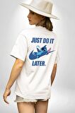 DO IT LATER Stitch Biberon Animasyon Beyaz Oversize Kadın Erkek Ön ve Sırt Baskılı Tişört
