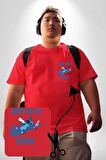 DO IT LATER Stitch Biberon Animasyon Kırmızı Büyük Beden Kadın Basic Minimal Baskılı Tişört