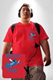 DO IT LATER Stitch Biberon Animasyon Kırmızı Büyük Beden Kadın Basic Minimal Baskılı Tişört
