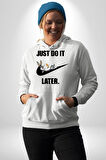 Just Do It Later Nike Bug Bunny Kadın Erkek  Beyaz Kapüşonlu Sweatshirt Hoodie