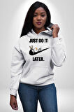 Just Do It Later Nike Bug Bunny Kadın Erkek  Beyaz Kapüşonlu Sweatshirt Hoodie