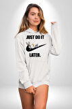 Just Do It Later Nike Bug Bunny Kadın Erkek  Beyaz Kapüşonlu Sweatshirt Hoodie