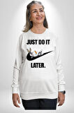 Just Do It Later Nike Bug Bunny Kadın Erkek Beyaz Sweatshirt 