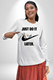 Just Do It Later Nike Bug Bunny Kadın Erkek Beyaz Sweatshirt 