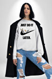 Just Do It Later Nike Bug Bunny Kadın Erkek Beyaz Sweatshirt 